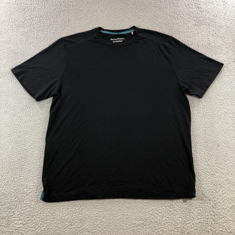 Tommy Bahama Shirt Mens Medium Black IslandZone Crewneck Stretch Performance Tee